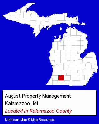 Michigan counties map, showing the general location of August Property Management