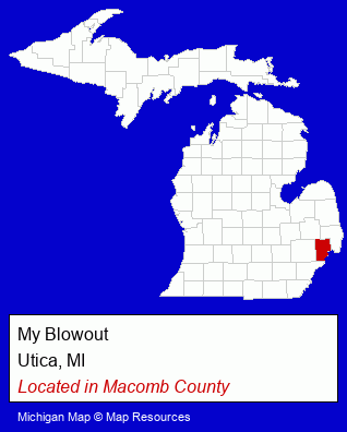 Michigan counties map, showing the general location of My Blowout