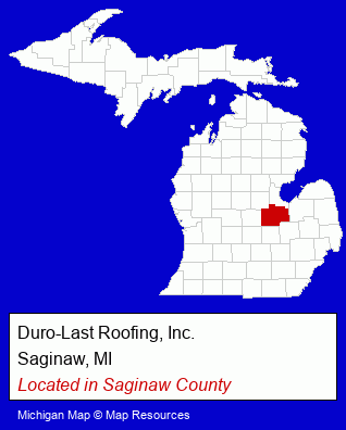 Michigan counties map, showing the general location of Duro-Last Roofing, Inc.