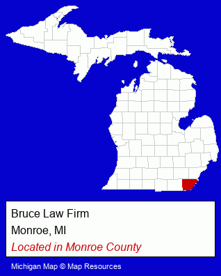 Michigan counties map, showing the general location of Bruce Law Firm