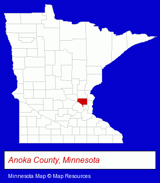 Minnesota map, showing the general location of Northeast Bank