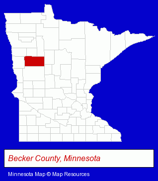 Minnesota map, showing the general location of Fireside
