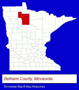 Minnesota map, showing the general location of Paul Bunyan Mall