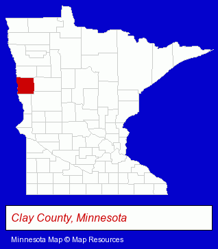 Minnesota map, showing the general location of Ulen-Hitterdal Public School