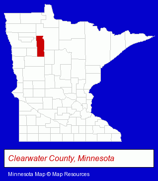 Minnesota map, showing the general location of Paradise Valley Buffalo Ranch