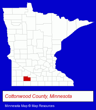 Minnesota map, showing the general location of Bergen Meat Processors
