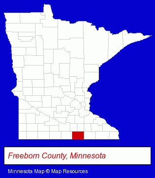 Minnesota map, showing the general location of Ulland Brothers Inc