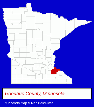 Minnesota map, showing the general location of Red Wing Public Library