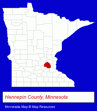 Minnesota map, showing the general location of Hendlin Visual Communications