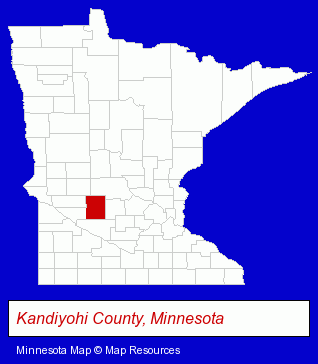 Minnesota map, showing the general location of Lake Region Bank