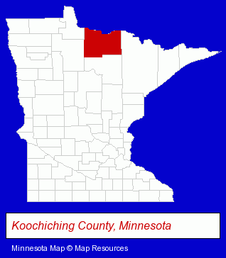 Minnesota map, showing the general location of South Koochiching / Rainy River School District