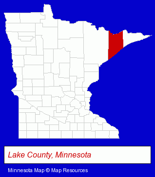 Minnesota map, showing the general location of Northwoods Pioneer Gallery