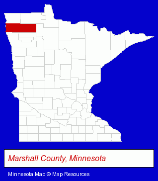 Minnesota map, showing the general location of Marshall County State Bank