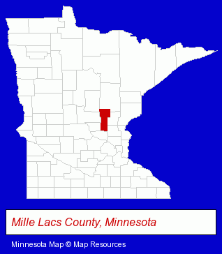 Minnesota map, showing the general location of Milaca Unclaimed Freight