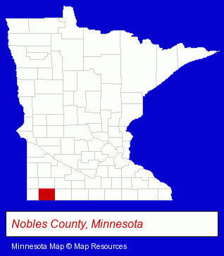 Minnesota map, showing the general location of Worthington School District