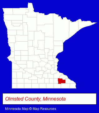 Minnesota map, showing the general location of Stewartville School District