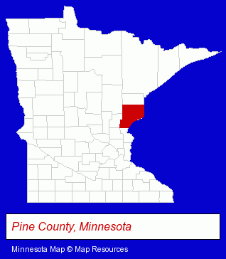Minnesota map, showing the general location of East Central School District
