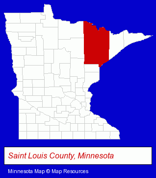 Minnesota map, showing the general location of Zup's Food Market