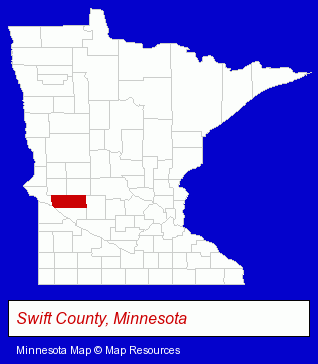 Minnesota map, showing the general location of State Bank of Danvers