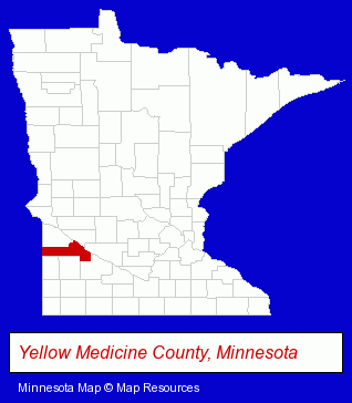 Minnesota map, showing the general location of Granite Falls Energy