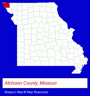 Missouri map, showing the general location of Tarkio College Alumni Museum