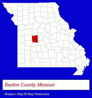 Missouri map, showing the general location of Citizens-Farmers Bank