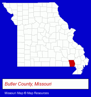 Missouri map, showing the general location of Blackwell Baldwin Chevrolet