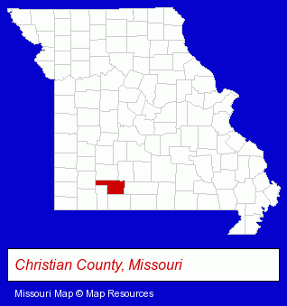 Missouri map, showing the general location of Mitchum Jewelers