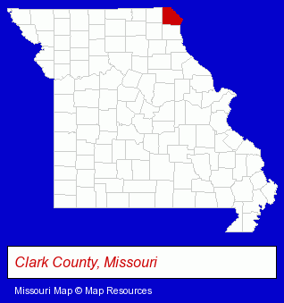 Missouri map, showing the general location of Exchange Bank of N E MO