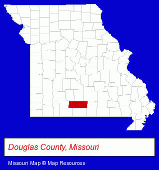 Missouri map, showing the general location of Dedicated Service