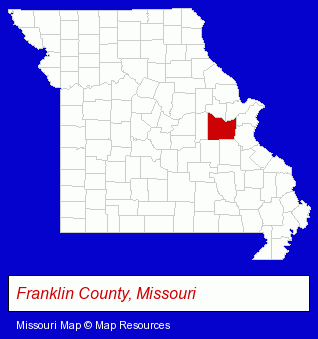 Missouri map, showing the general location of Koch Taxidermy