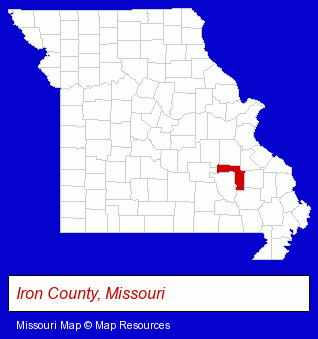 Missouri map, showing the general location of Fort Davidson State Historic Site