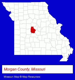 Missouri map, showing the general location of Rolling Hills Country Club