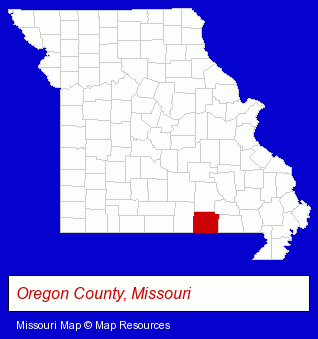 Missouri map, showing the general location of Alton Elementary School