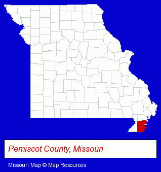 Missouri map, showing the general location of Democrat-Argus