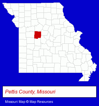 Missouri map, showing the general location of Hirst Arts Fantasy Architecture