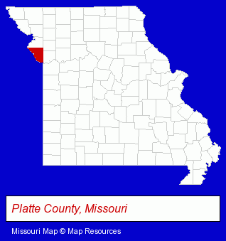 Missouri map, showing the general location of Executive Limousines