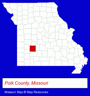 Missouri map, showing the general location of Ewing Concrete Materials LLC