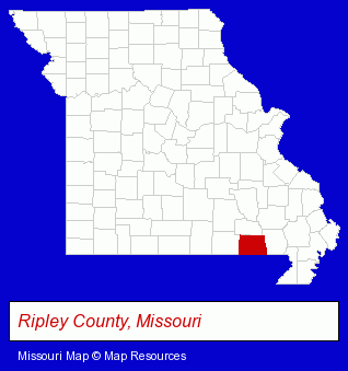 Missouri map, showing the general location of Current River Heritage Museum