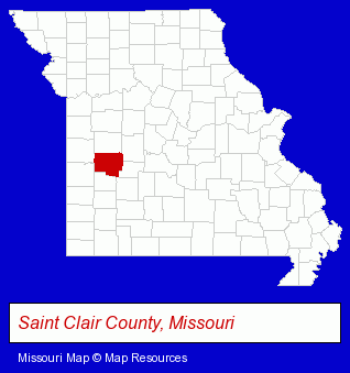 Missouri map, showing the general location of Community First Bank