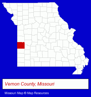 Missouri map, showing the general location of Blanche Skiff Ross MEM Library