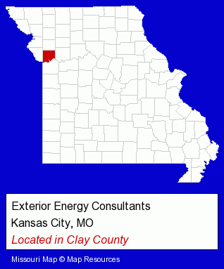 Missouri counties map, showing the general location of Exterior Energy Consultants