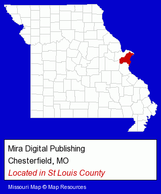 Missouri counties map, showing the general location of Mira Digital Publishing