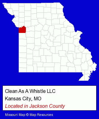 Missouri counties map, showing the general location of Clean As A Whistle LLC