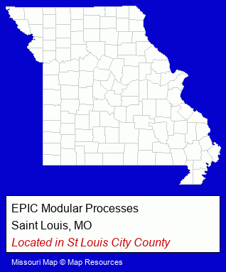 Missouri counties map, showing the general location of EPIC Modular Processes