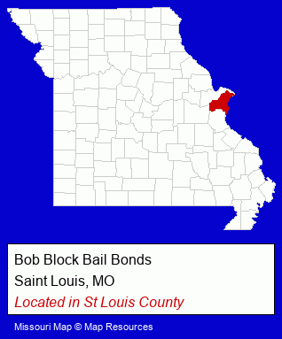 Missouri counties map, showing the general location of Bob Block Bail Bonds