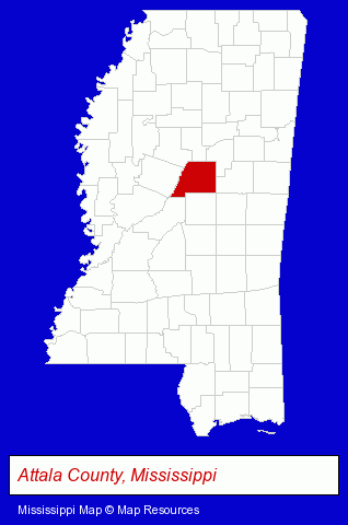 Mississippi map, showing the general location of Autumn Ridge Dental