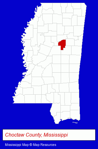 Mississippi map, showing the general location of Chambers Delimbinator Inc