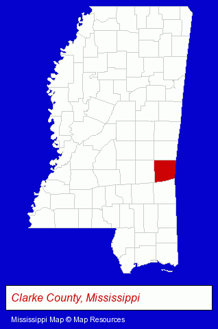 Mississippi map, showing the general location of Berry & Gardner