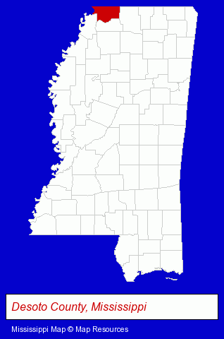 Mississippi map, showing the general location of De Soto County Board-Education